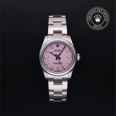 Rolex Certified Pre-owned Oyster Perpetual M277200-0009 front on black background