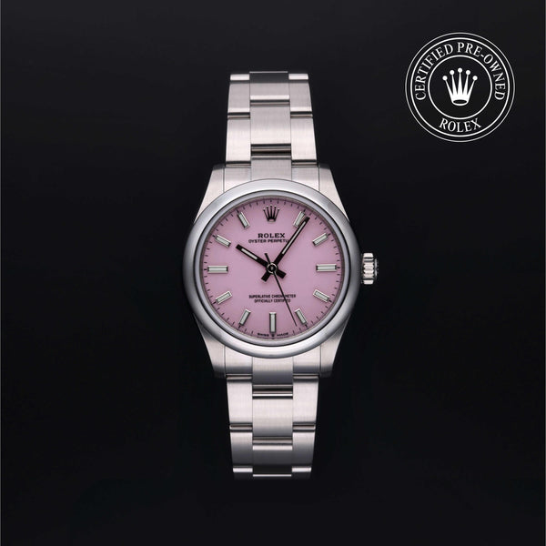 Rolex Certified Pre-owned Oyster Perpetual M277200-0009 front on black background