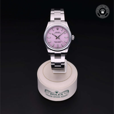 Rolex Certified Pre-owned Oyster Perpetual M277200-0009 front on black background