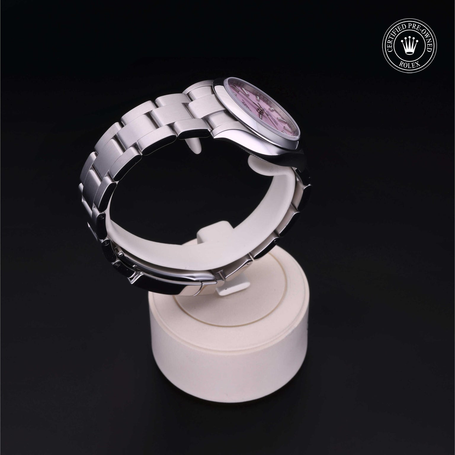 Rolex Certified Pre-owned Oyster Perpetual M277200-0009 front on black background