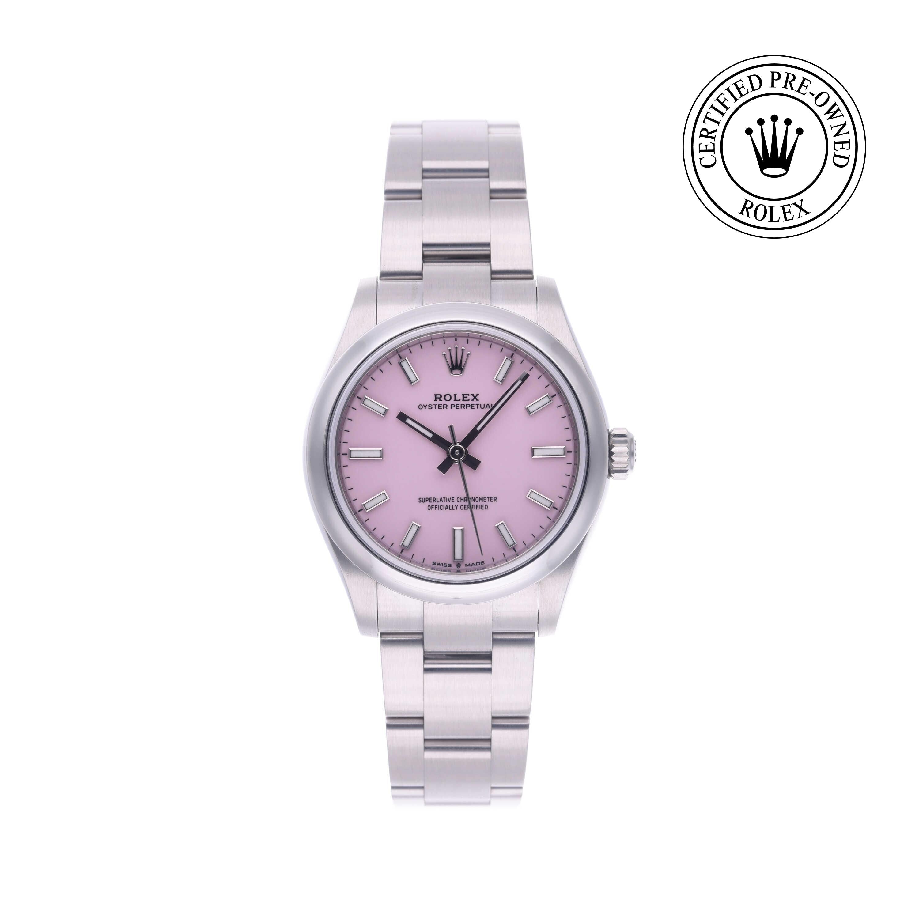 Rolex Certified Pre-owned Oyster Perpetual M277200-0009 front on white background
