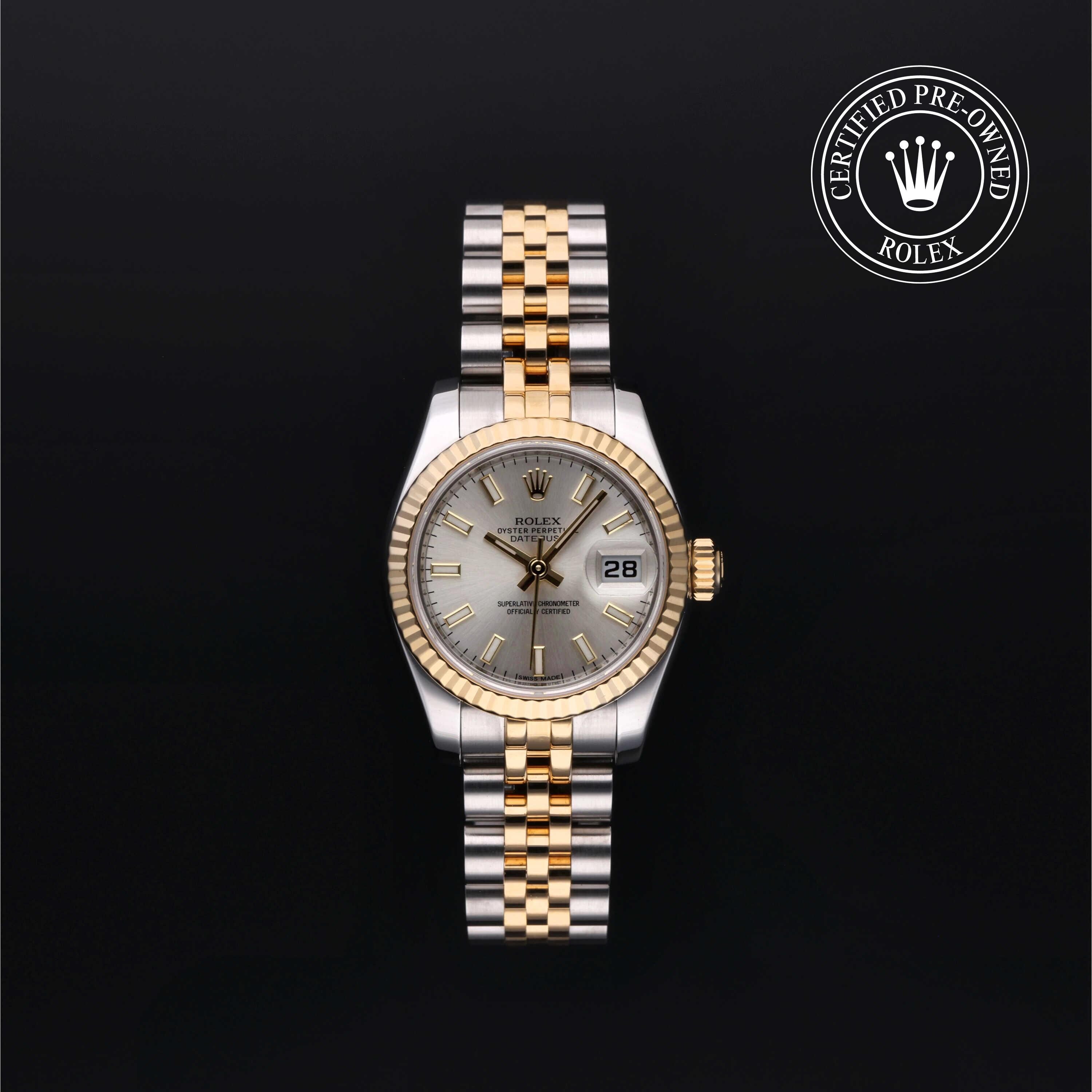 Rolex Certified Pre-owned Lady Datejust M179173-0076 front on black background