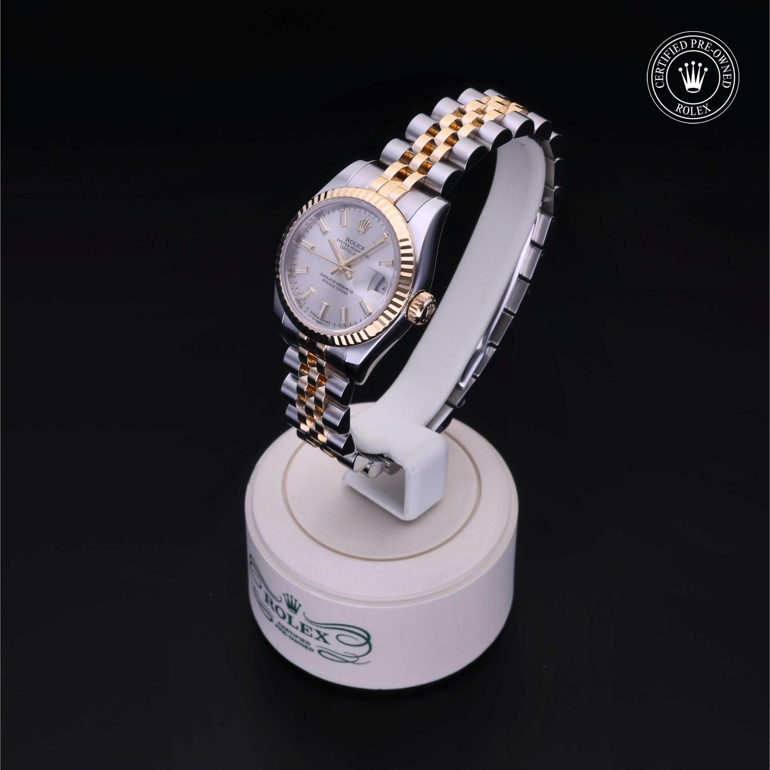 Rolex Certified Pre-owned Lady Datejust M179173-0076 front on black background