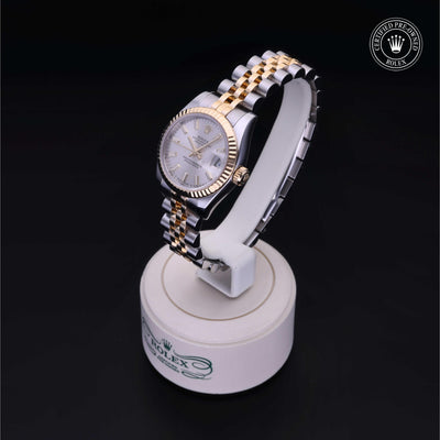 Rolex Certified Pre-owned Lady Datejust M179173-0076 front on black background