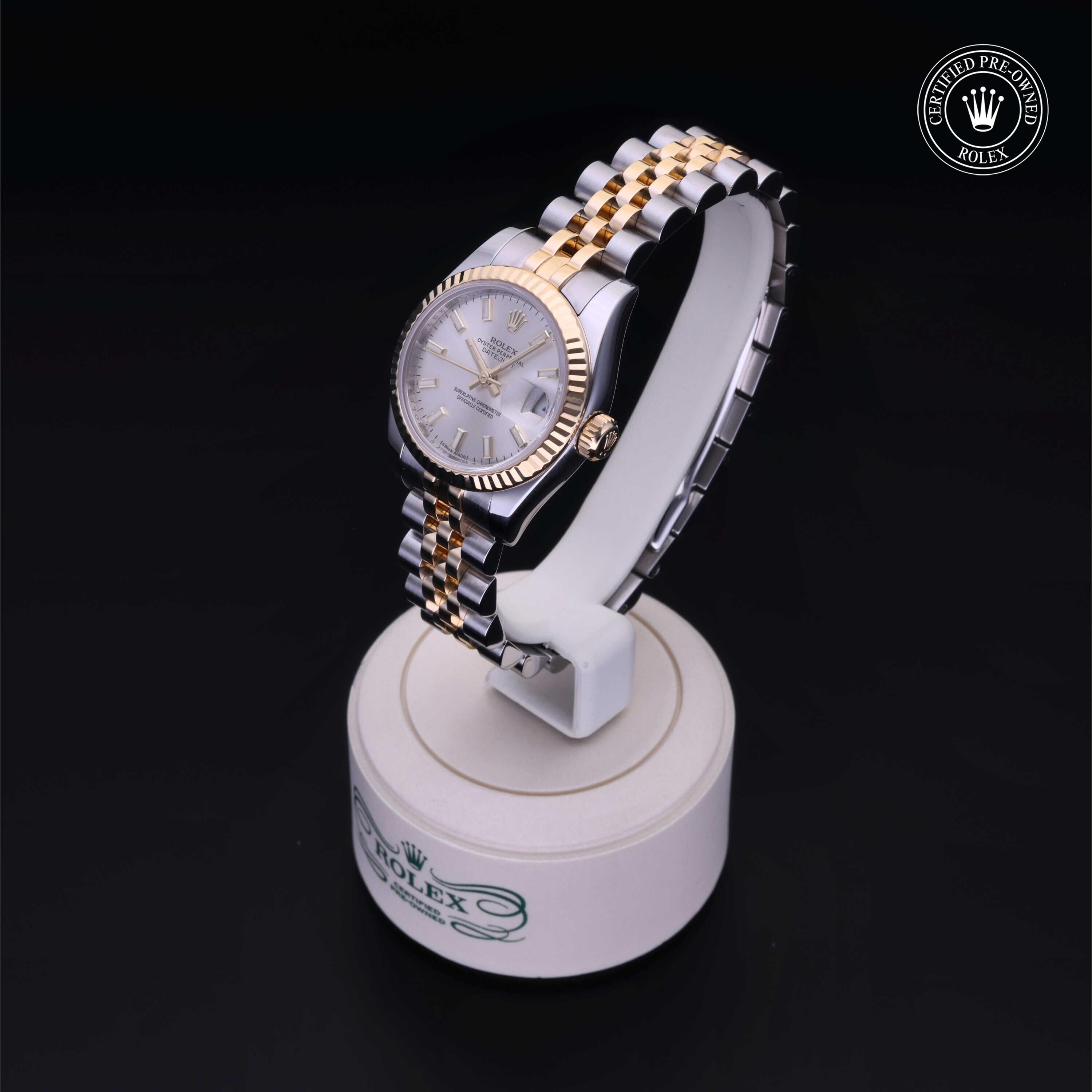 Rolex Certified Pre-owned Lady Datejust M179173-0076 front on black background