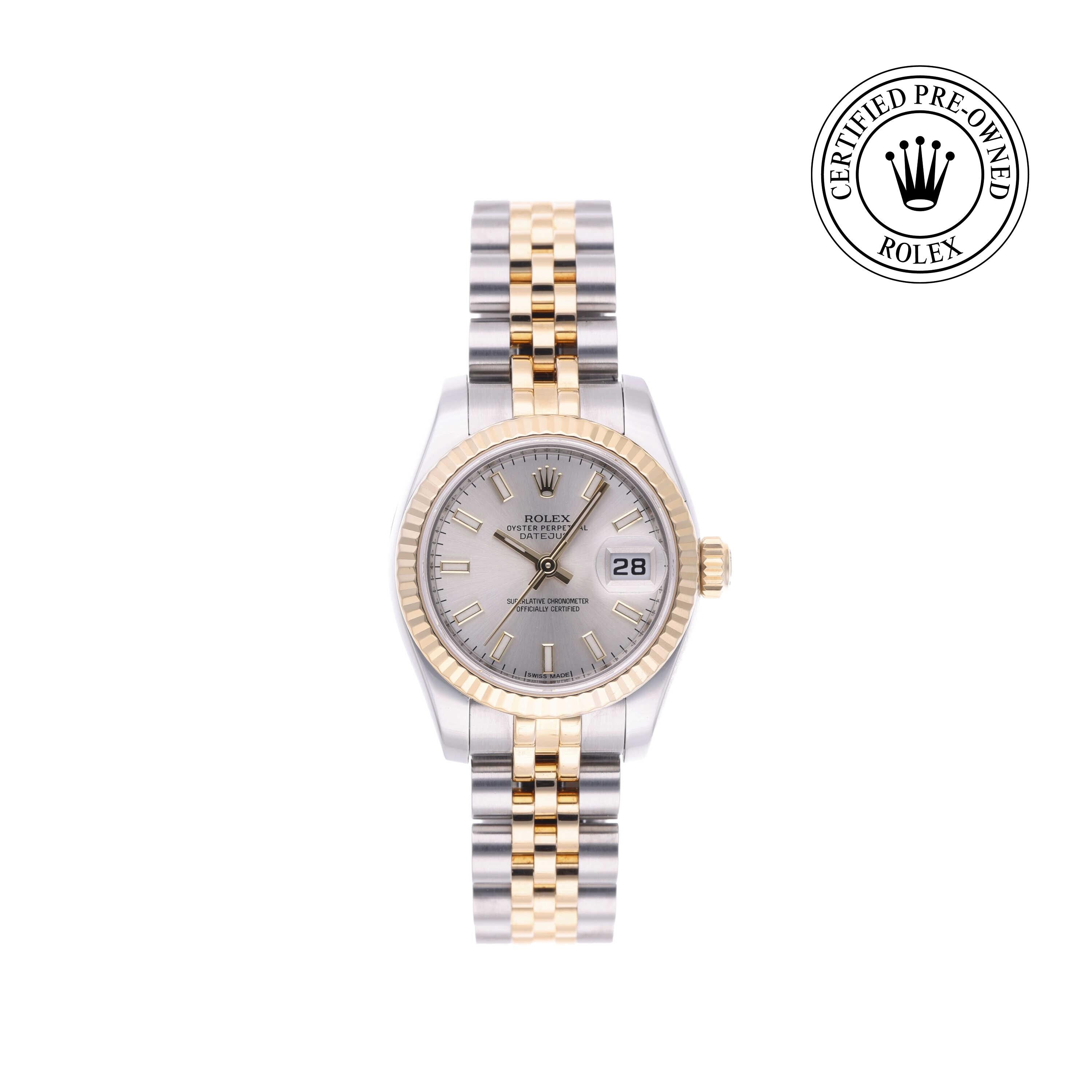 Rolex Certified Pre-owned Lady Datejust M179173-0076 front on white background