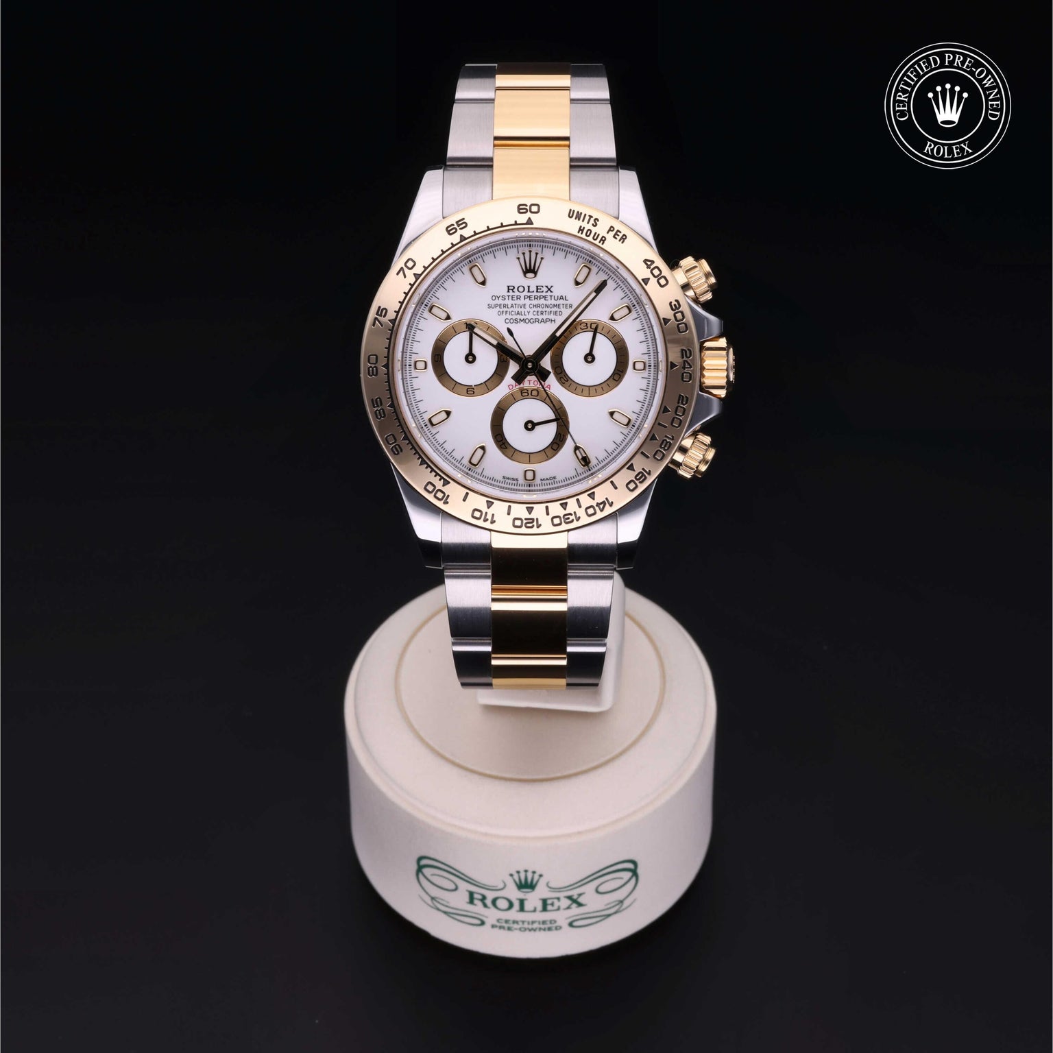 Rolex Certified Pre-owned Daytona M116503-0001 front on black background