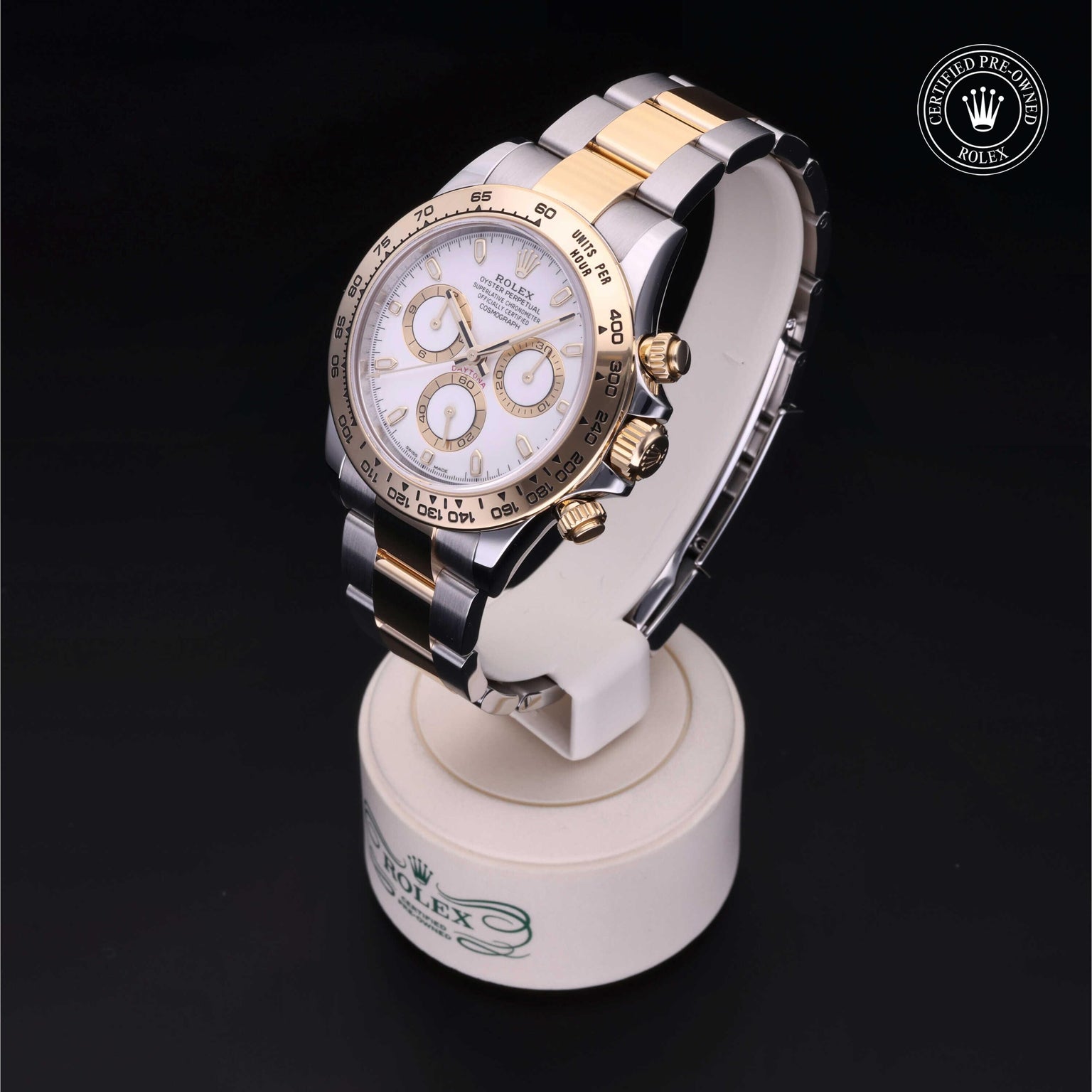 Rolex Certified Pre-owned Daytona M116503-0001 front on black background