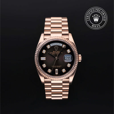 Rolex Certified Pre-owned Day-date M128235-0037 front on black background