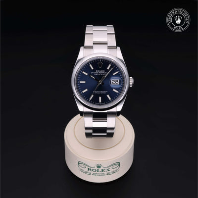 Rolex Certified Pre-owned Datejust M126200-0006 front on black background