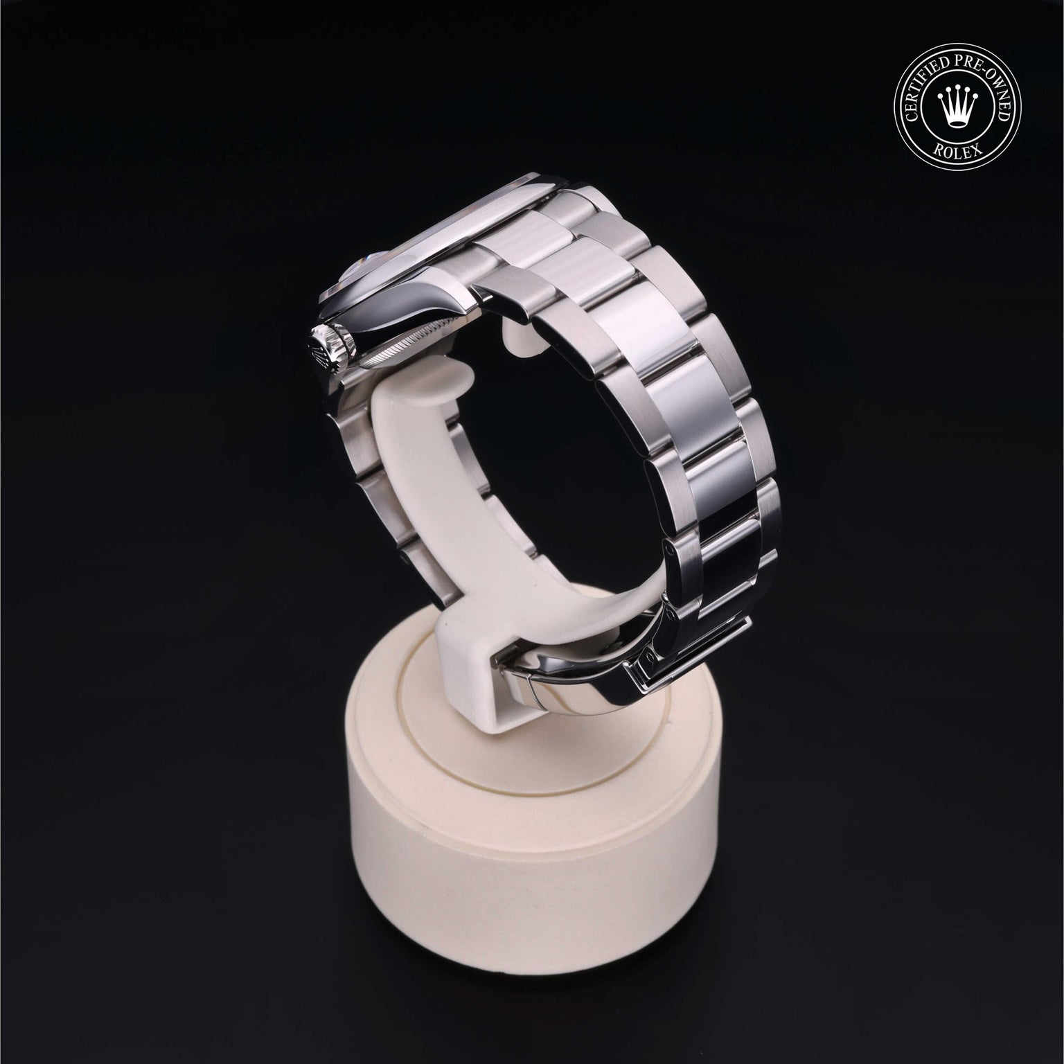 Rolex Certified Pre-owned Datejust M126200-0006 front on black background