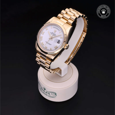 Rolex Certified Pre-owned Day-date M118238-0122 front on black background