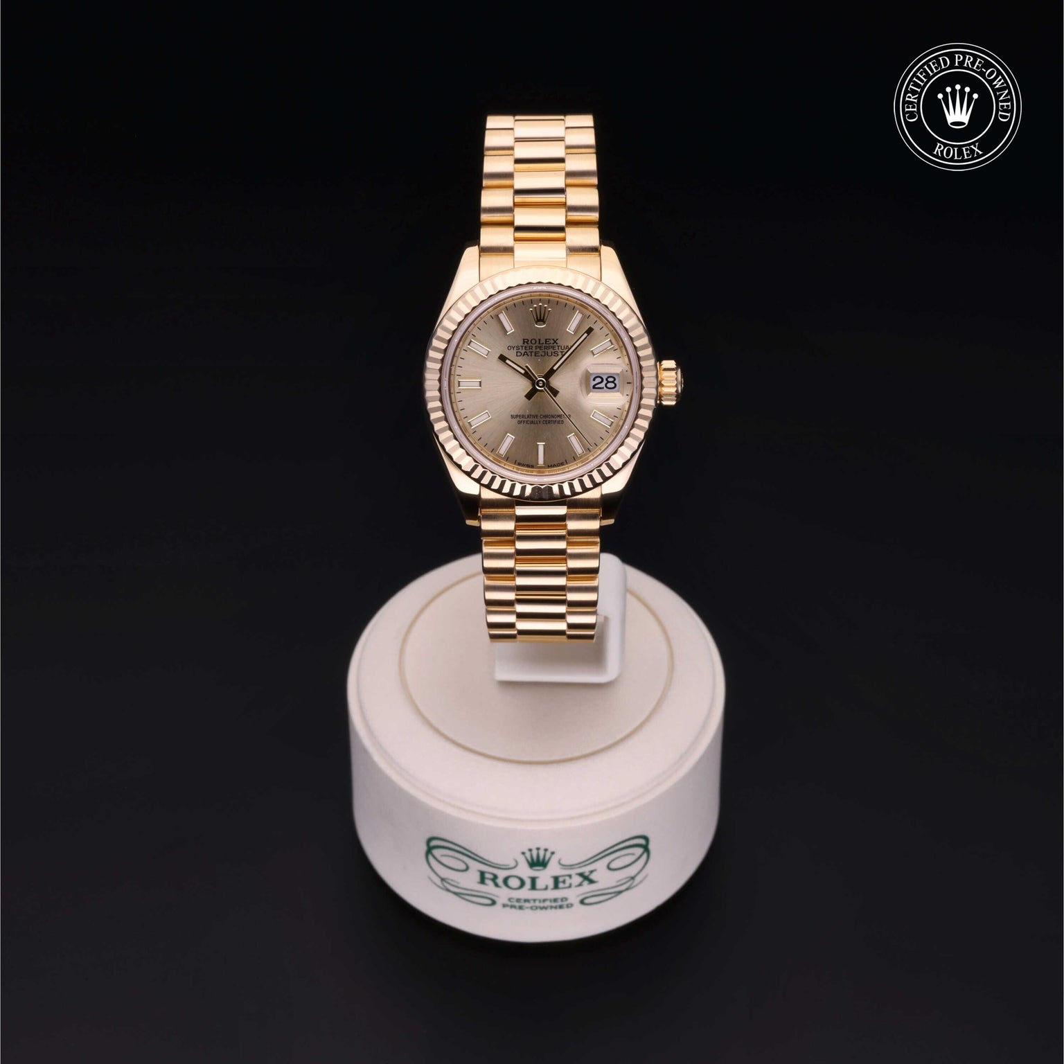 Rolex Certified Pre-owned Lady Datejust M279178-0001 front on black background