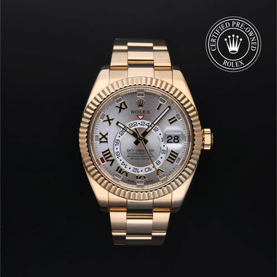 Rolex Certified Pre-owned Sky-Dweller M326938-0001 front on black background