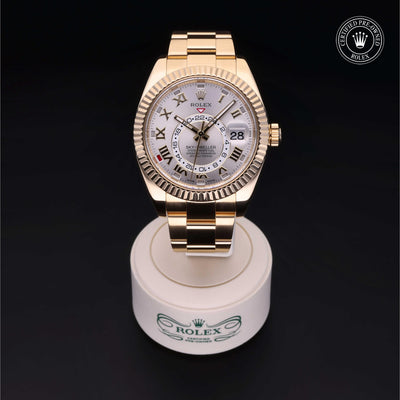 Rolex Certified Pre-owned Sky-Dweller M326938-0001 front on black background