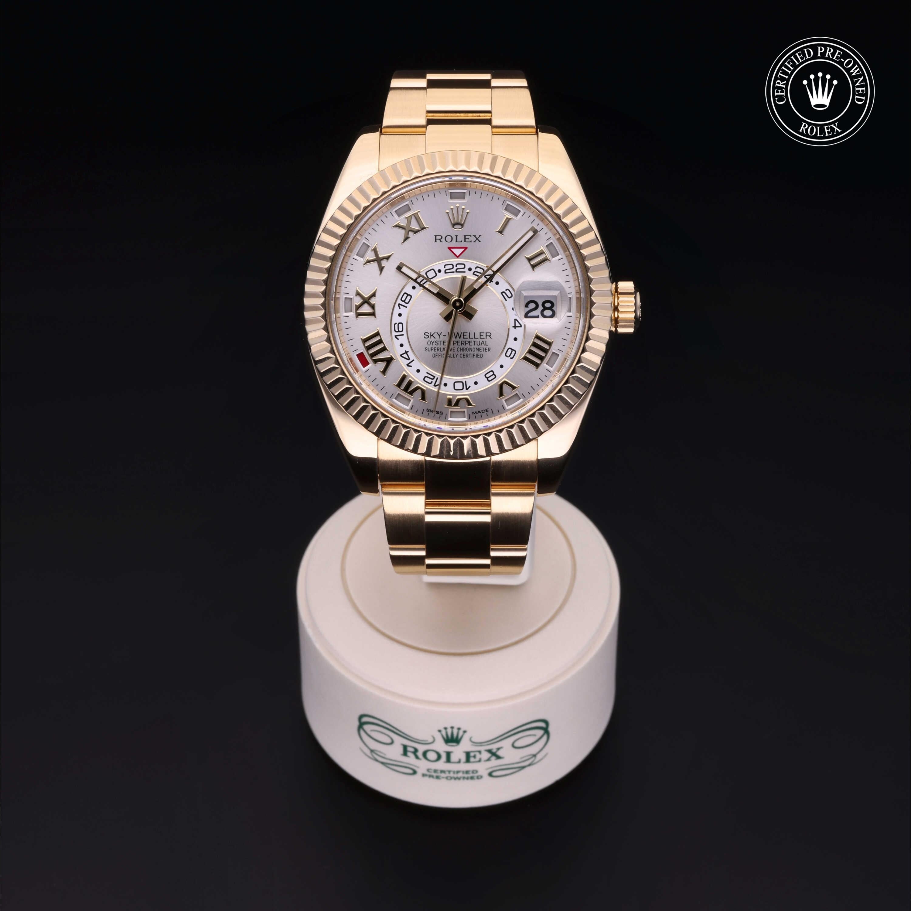 Rolex Certified Pre-owned Sky-Dweller M326938-0001 front on black background