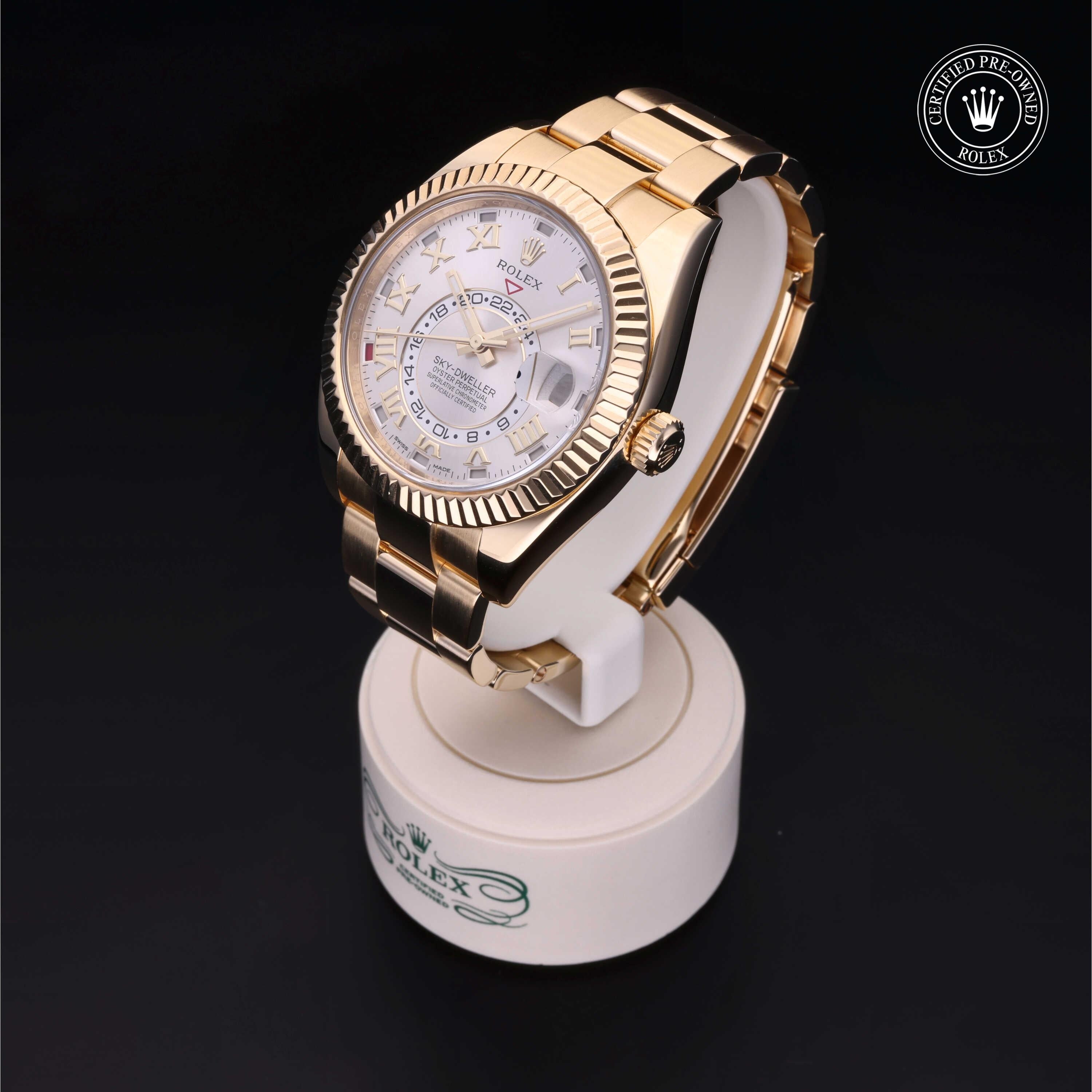 Rolex Certified Pre-owned Sky-Dweller M326938-0001 front on black background