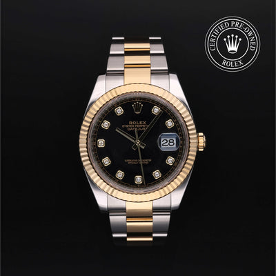 Rolex Certified Pre-owned Datejust M126333-0005 front on black background