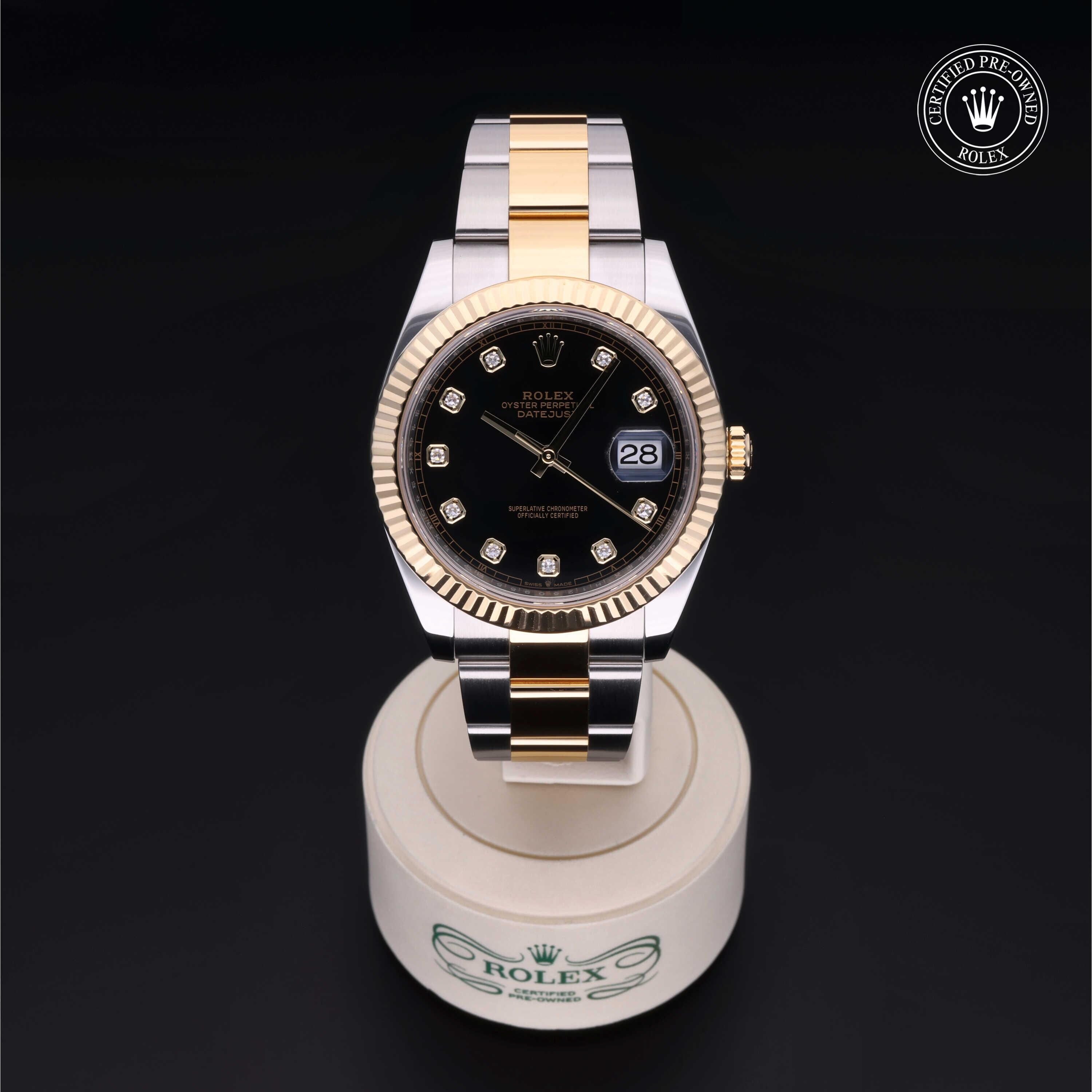 Rolex Certified Pre-owned Datejust M126333-0005 front on black background