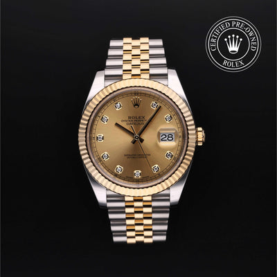 Rolex Certified Pre-owned Datejust M126333-0012 front on black background