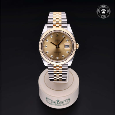 Rolex Certified Pre-owned Datejust M126333-0012 front on black background