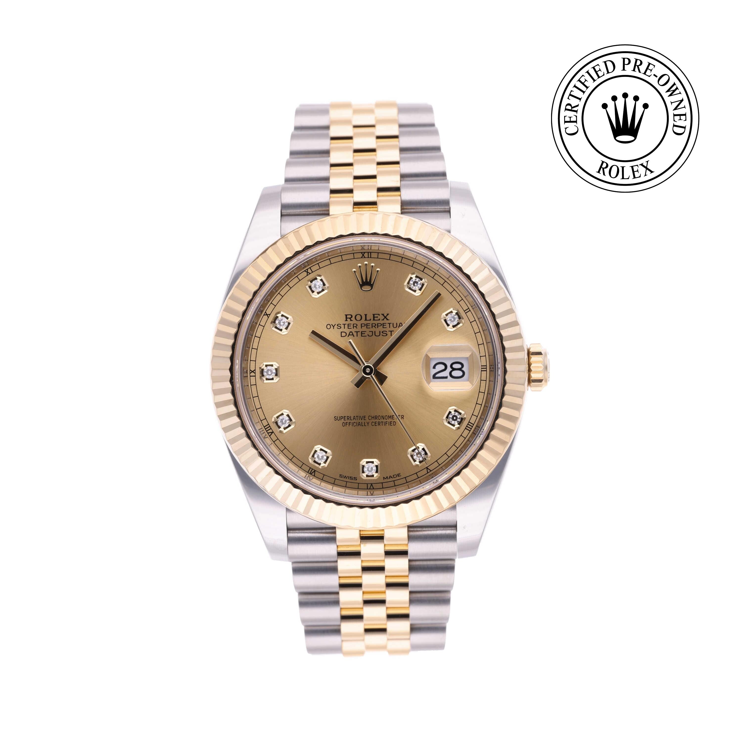 Rolex Certified Pre-owned Datejust M126333-0012 front on white background