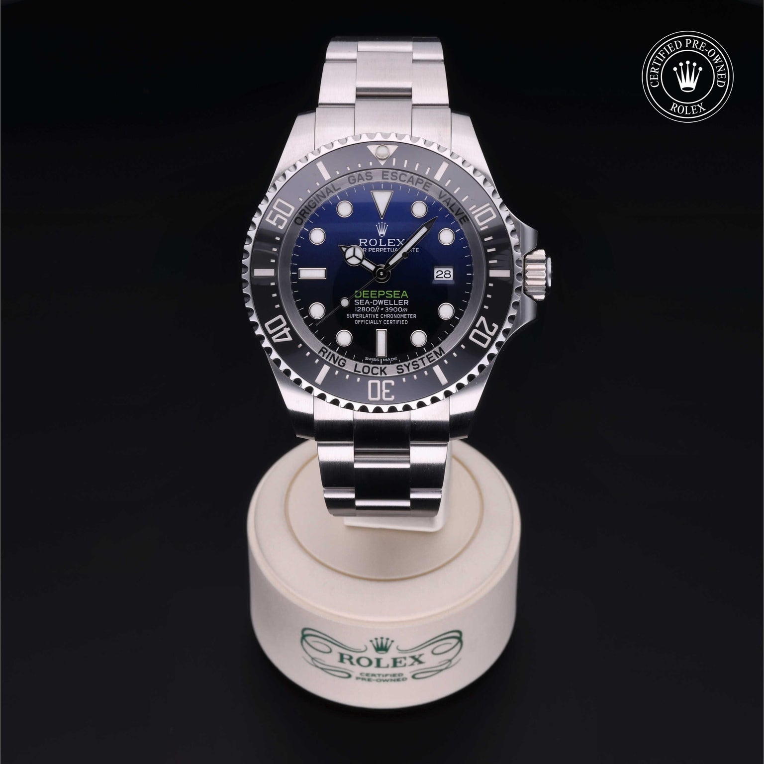 Rolex Certified Pre-owned Sea-Dweller M116660-0003 front on black background