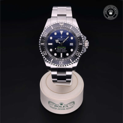 Rolex Certified Pre-owned Sea-Dweller M116660-0003 front on black background