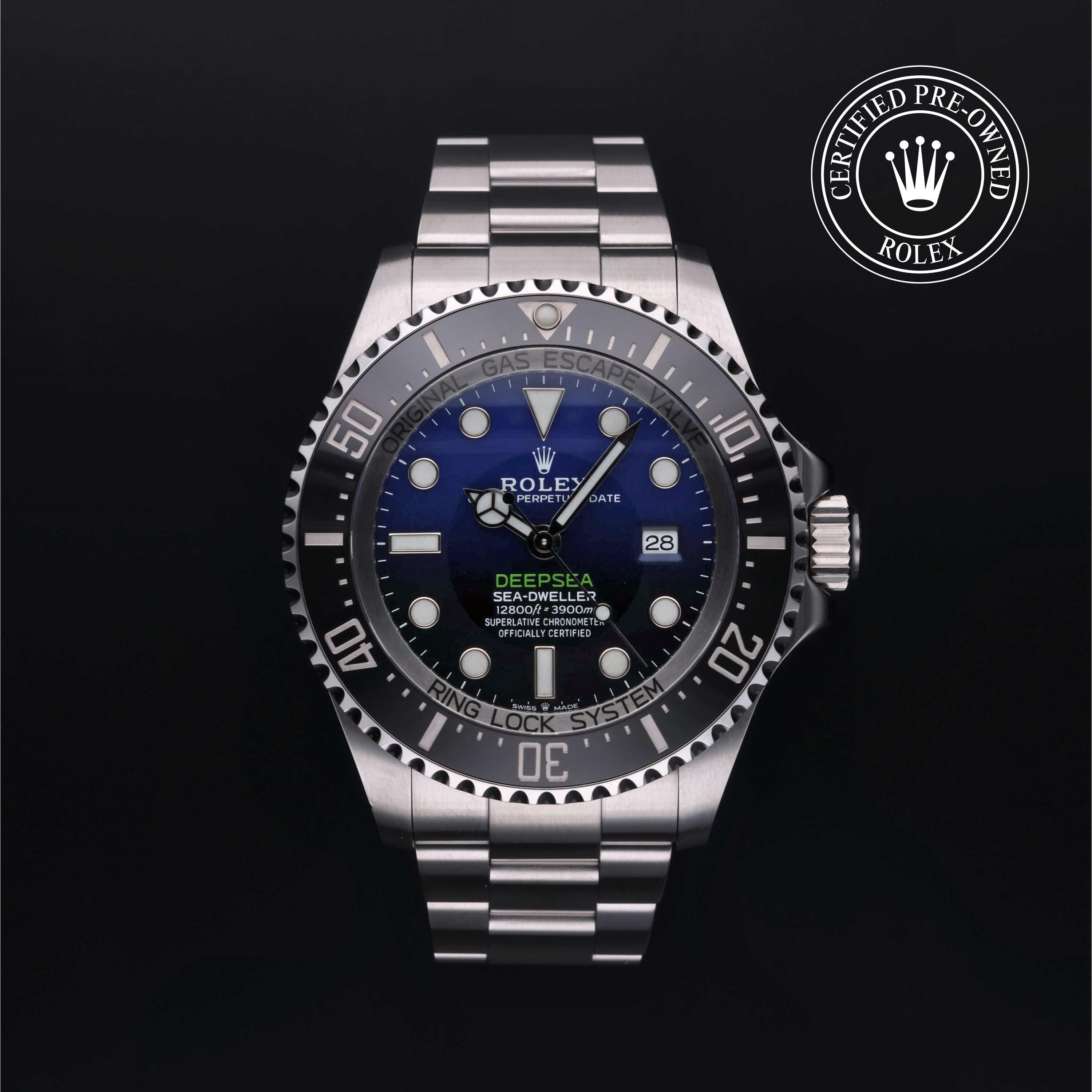 Rolex Certified Pre-owned Sea-Dweller M126660-0002 front on black background