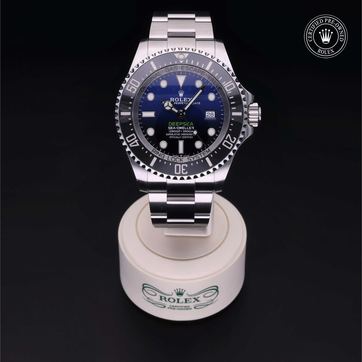 Rolex Certified Pre-owned Sea-Dweller M126660-0002 front on black background