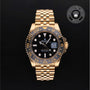 Rolex Certified Pre-owned GMT II M126718GRNR-0001 front on black background