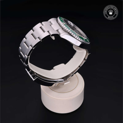 Rolex Certified Pre-owned Submariner M126610LV-0002 front on black background