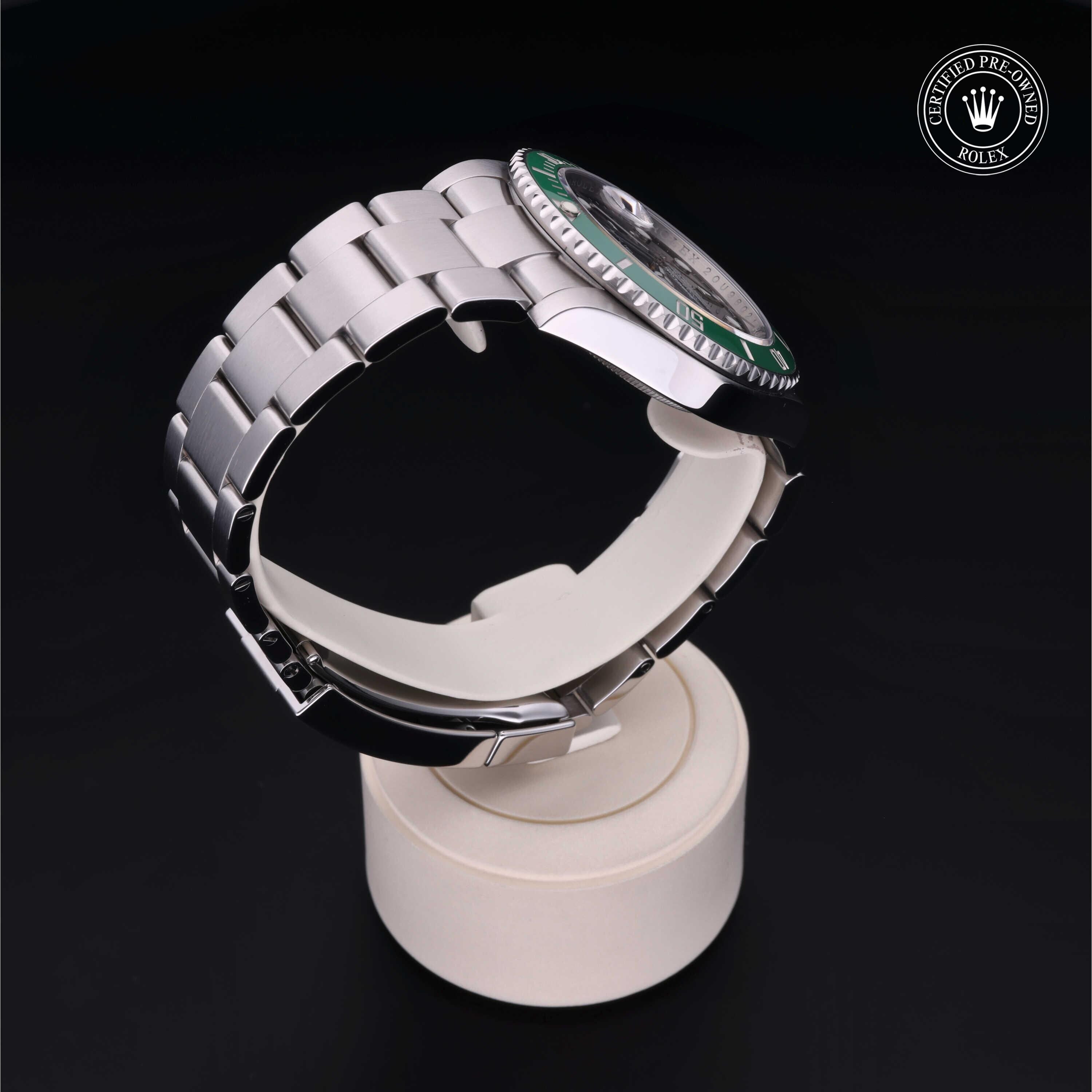 Rolex Certified Pre-owned Submariner M126610LV-0002 front on black background