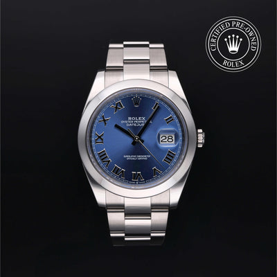Rolex Certified Pre-owned Datejust M126300-0017 front on black background
