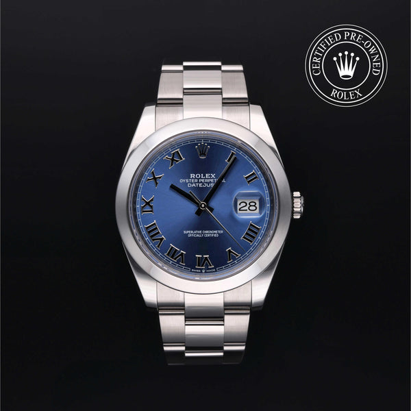 Rolex Certified Pre-owned Datejust M126300-0017 front on black background