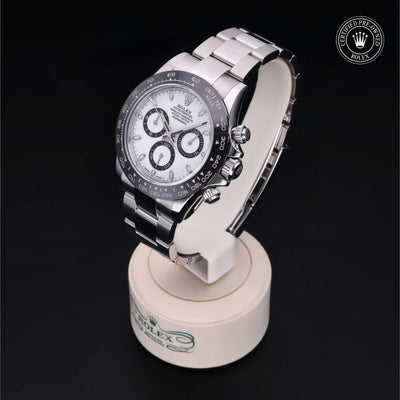 Rolex Certified Pre-owned Daytona M116500LN-0001 front on black background