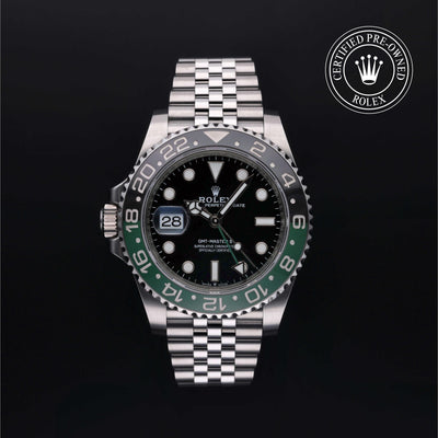 Rolex Certified Pre-owned GMT II M126720VTNR-0002 front on black background