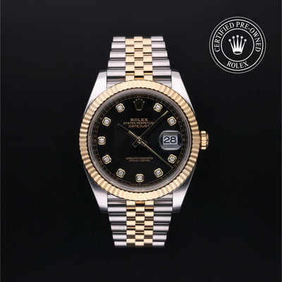 Rolex Certified Pre-owned Datejust M126333-0006 front on black background