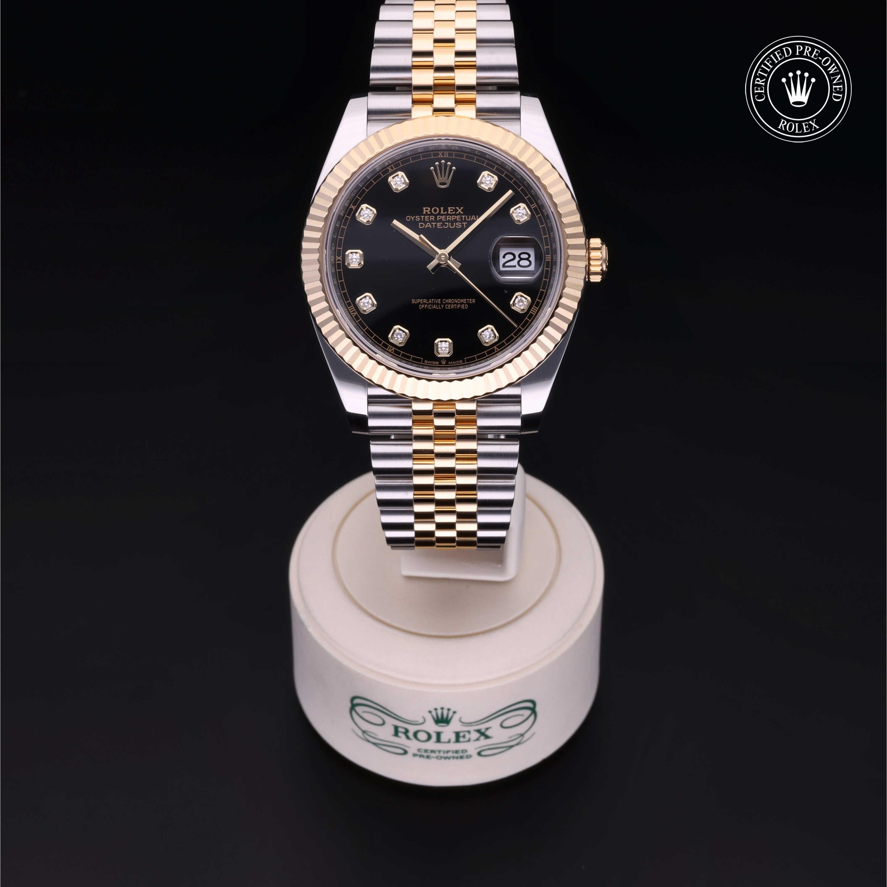 Rolex Certified Pre-owned Datejust M126333-0006 front on black background