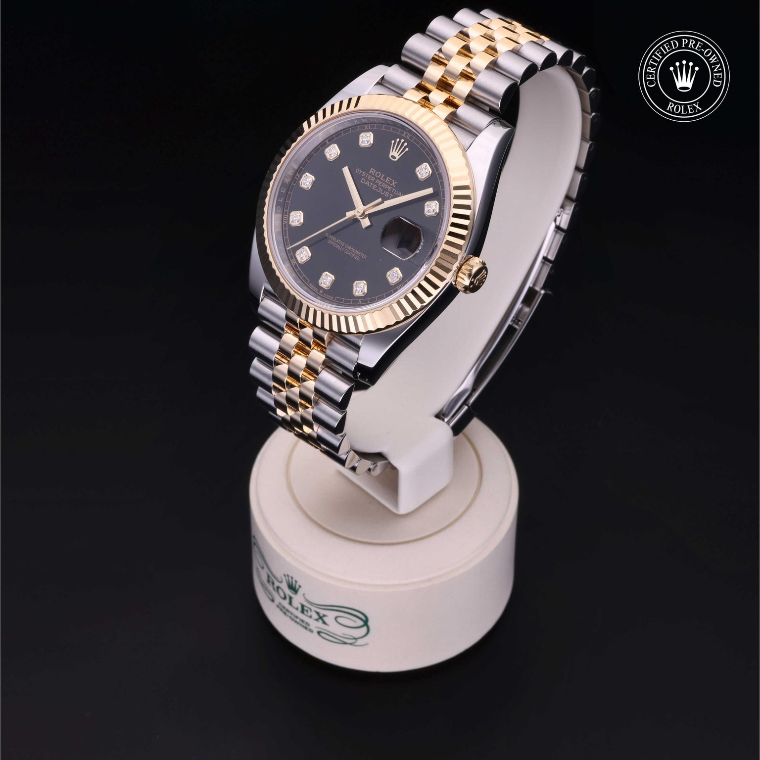 Rolex Certified Pre-owned Datejust M126333-0006 front on black background