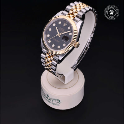 Rolex Certified Pre-owned Datejust M126333-0006 front on black background