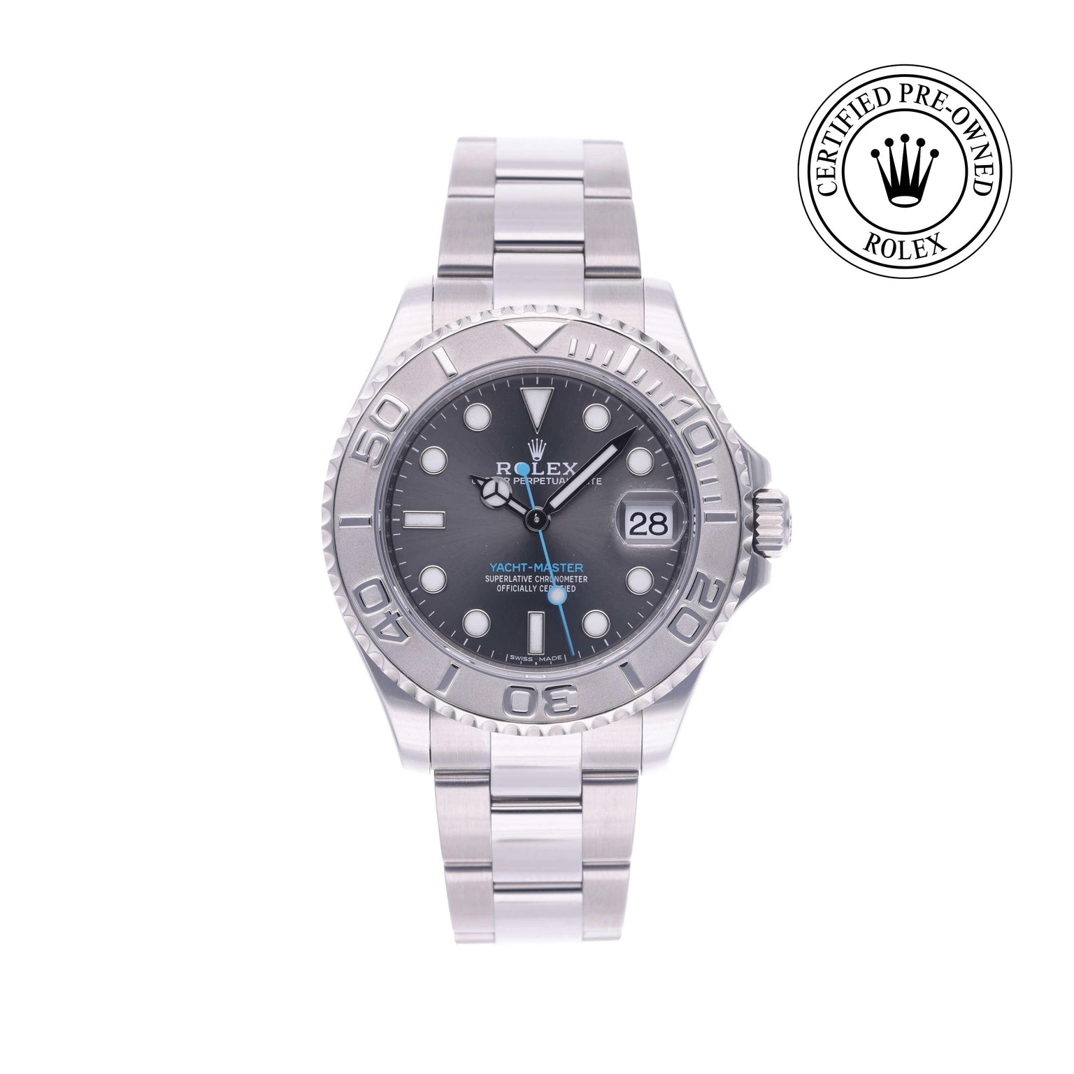 Rolex Certified Pre-owned Yacht-Master M268622-0002 front on white background