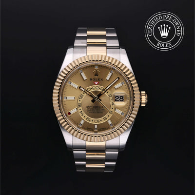 Rolex Certified Pre-owned Sky-Dweller M326933-0001 front on black background