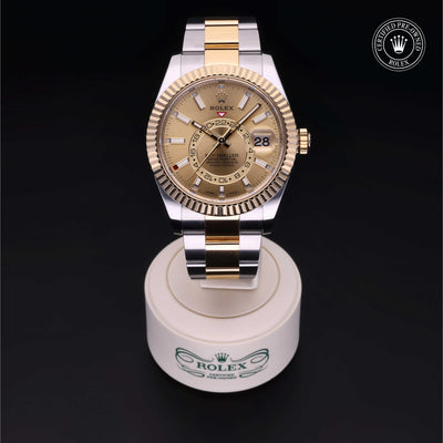 Rolex Certified Pre-owned Sky-Dweller M326933-0001 front on black background