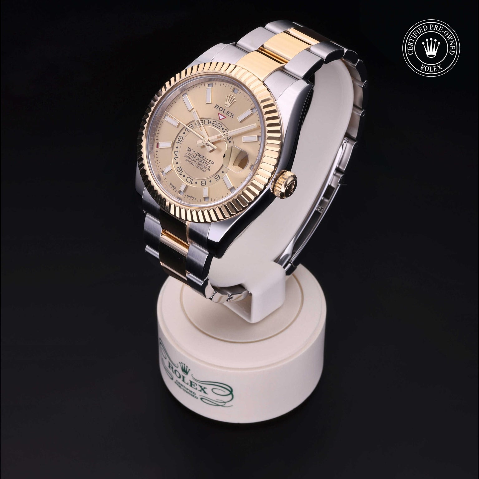 Rolex Certified Pre-owned Sky-Dweller M326933-0001 front on black background