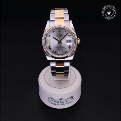 Rolex Certified Pre-owned Datejust M126233-0032 front on black background