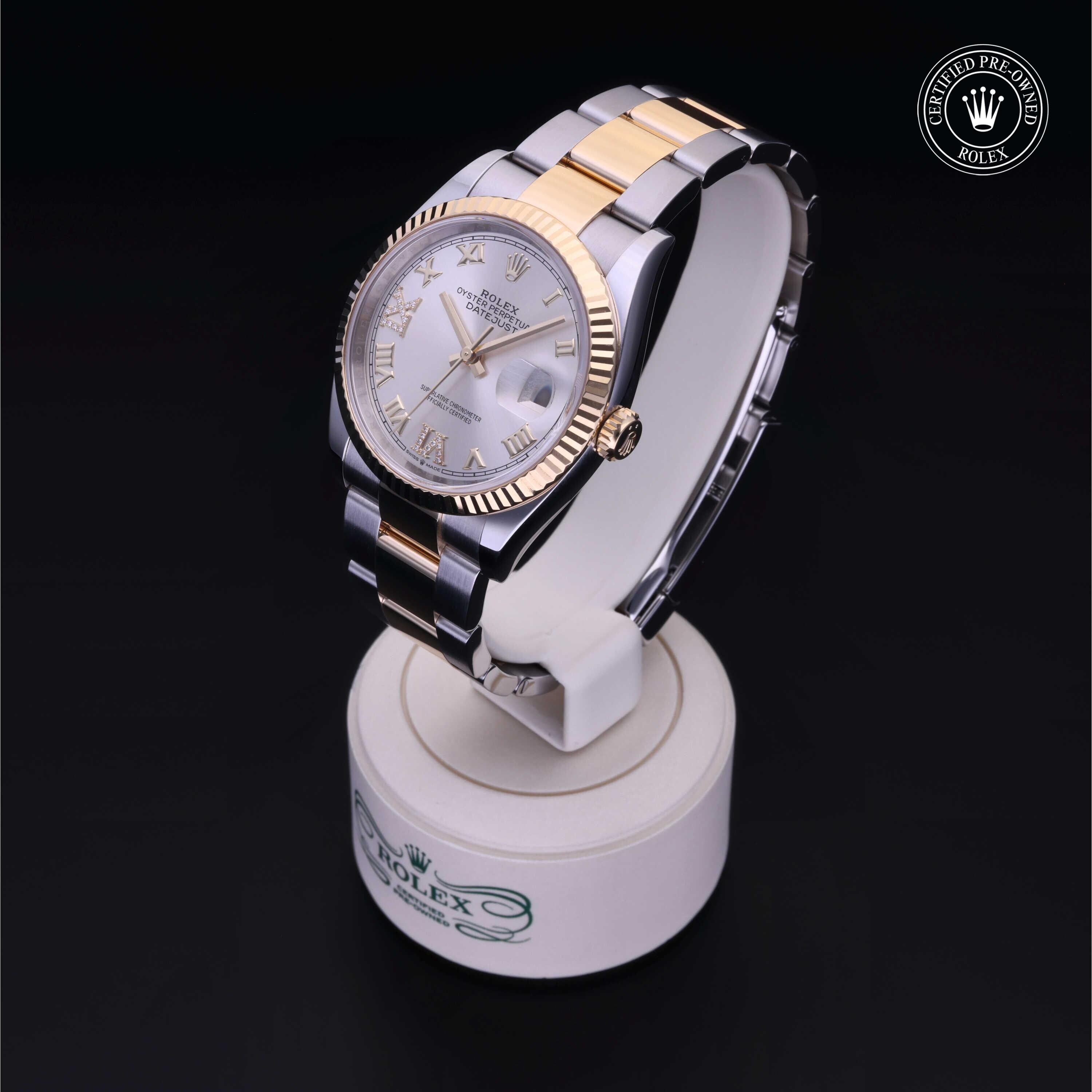 Rolex Certified Pre-owned Datejust M126233-0032 front on black background