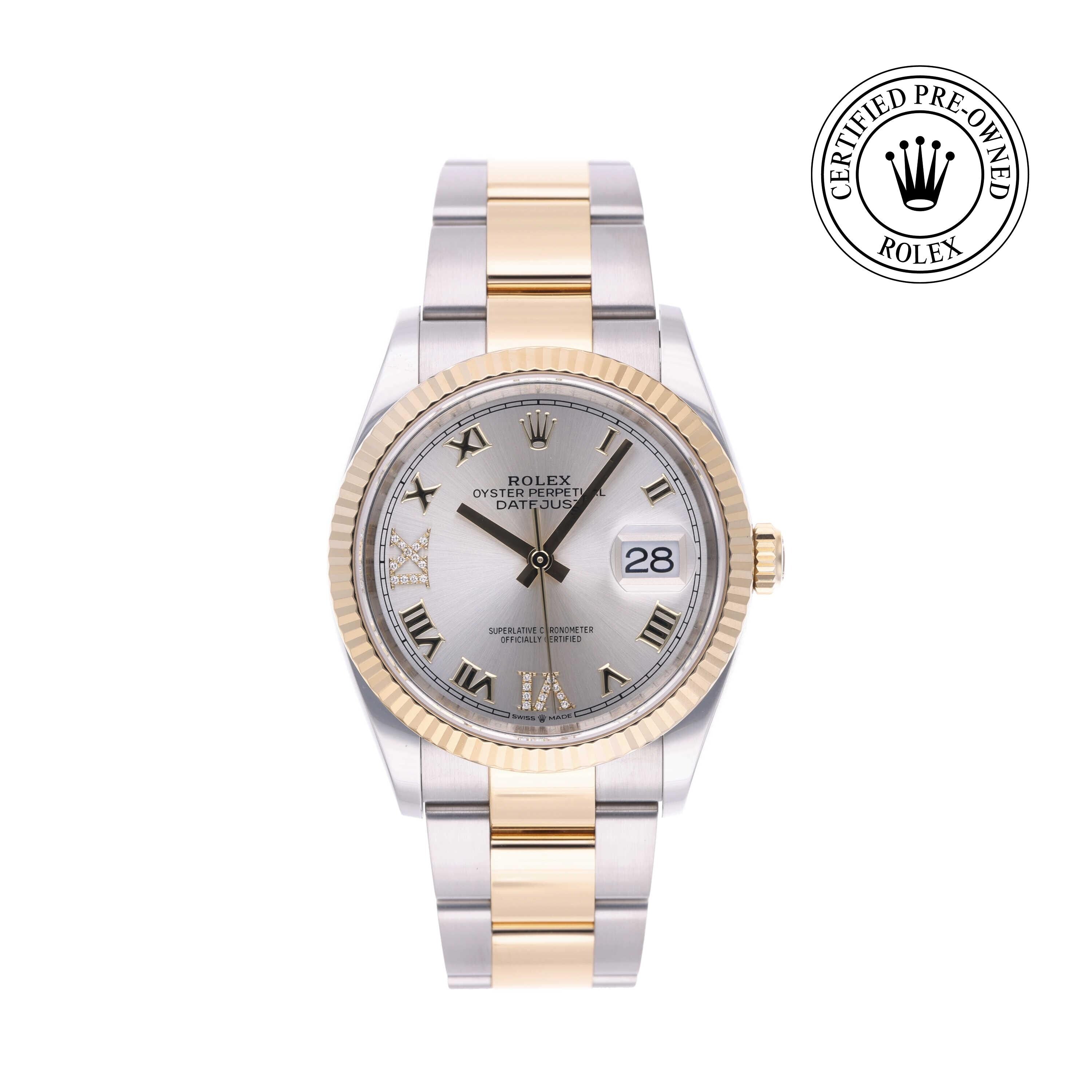Rolex Certified Pre-owned Datejust M126233-0032 front on white background