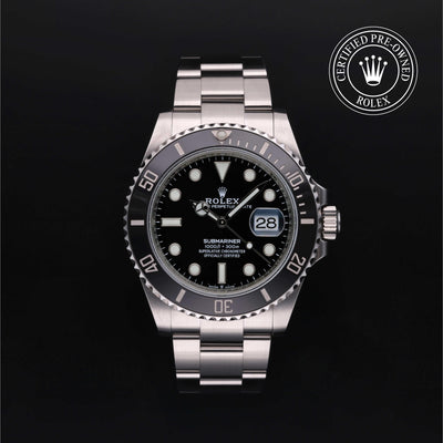Rolex Certified Pre-owned Submariner M126610LN-0001 front on black background