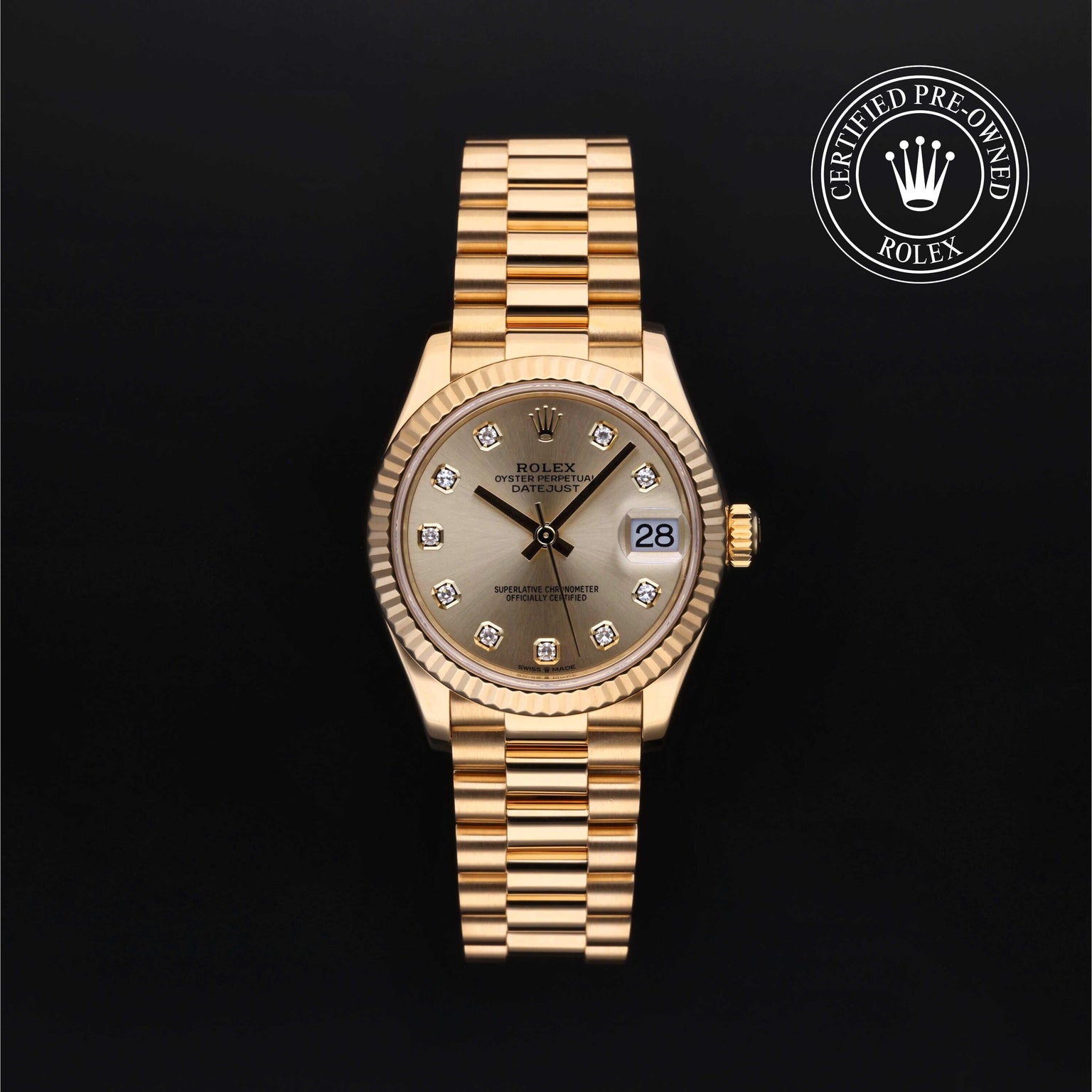 Rolex Certified Pre-owned Lady Datejust M278278-0009 front on black background